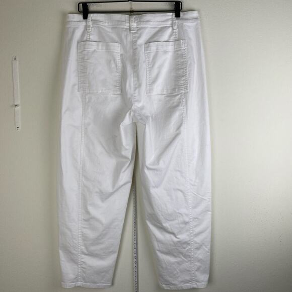 Eileen Fisher Lantern Jeans Size L White Organic Cotton Crop Denim Casual Staple - Picture 9 of 13